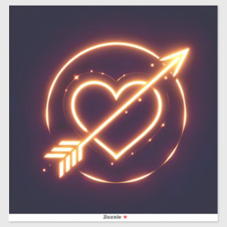 Sticker glowing image of a heart with cupid's arrow