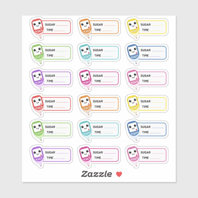 Sticker Glucometer Sugar Tracker Diabetic Tracker Étiquett (Feuille)