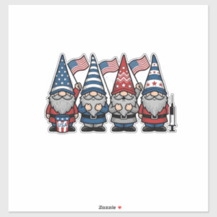 Sticker Gnome infirmière patriotique Gravure vintage vecto