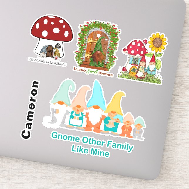 Sticker Gnome Mushroom Home Family Collection Ajouter un n (Détail)