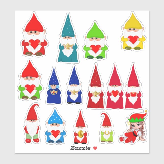Sticker Gnomes de Noël Assortis (Feuille)