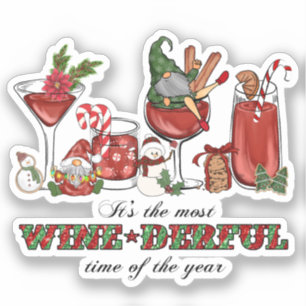 Sticker Gnomes de Noël scandinaves mignons avec verre de v