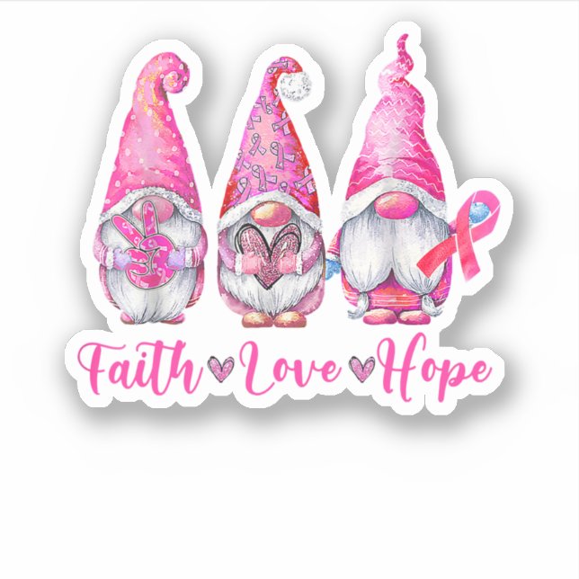 Sticker Gnomes Guerrier rose Foi Espoir Amour Cancer du se (Devant)