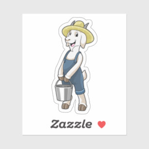 Sticker Goat as Farmer with Bucket