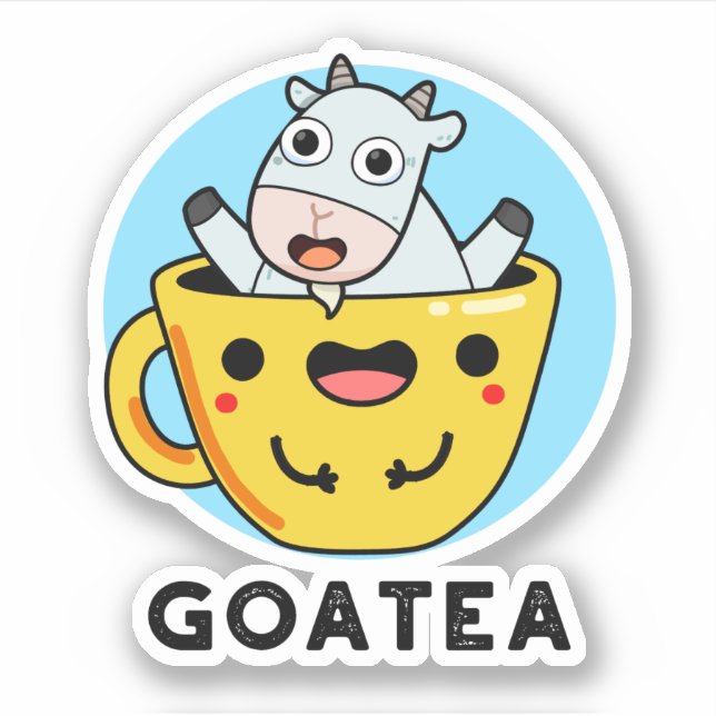 Sticker Goatea Funny Chèvre Thé Pun (Devant)
