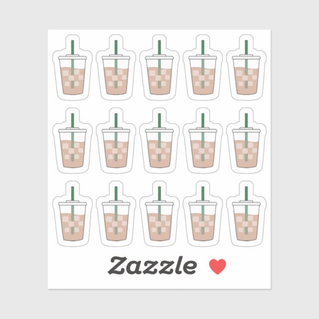 Sticker Gobelets Doodle Café Glacé Amoureux du Café Bujo P (Feuille)