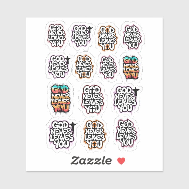 Sticker "God Never Leaves You" Christian Temporary Tattoos (Feuille)