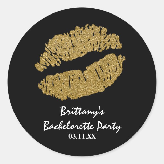 Sticker Gold Faux Sparkle Lips Kiss Party Favorise (Devant)