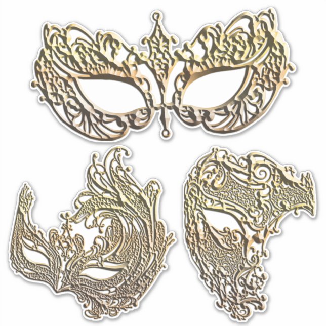 Sticker Gold Filigree Venetian Mardi Gras Masques Art (Devant)