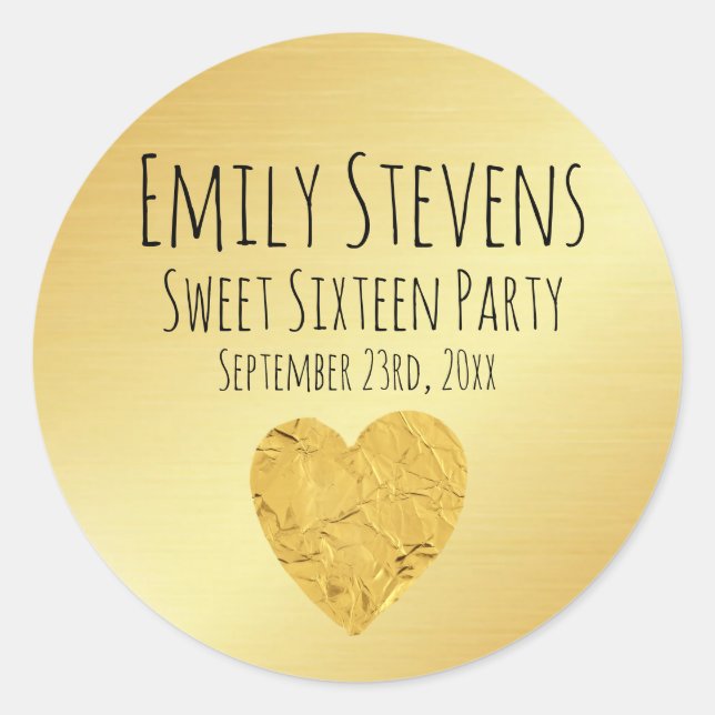 Sticker Gold Foil personnalisé Coeur doux 16 (Devant)