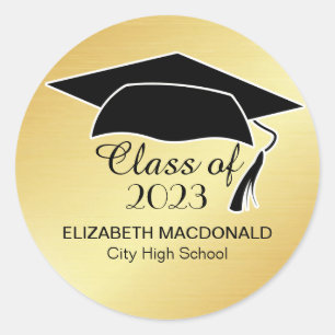 Sticker Gold Graduation Black Mortar Board 2020