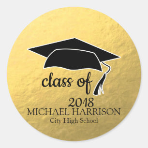 Sticker Gold Graduker Black Mortar Board & Text