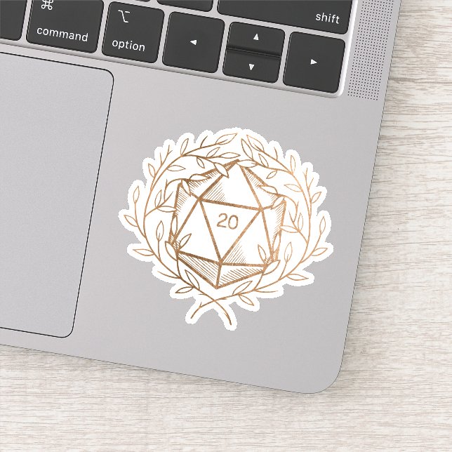Sticker Gold Laurels D20 Dice Imaginaire Jeu Master (Détail)