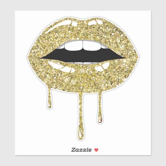 Sticker Gold Luxury Glam Faux Parties scintillant Lèvres à (Feuille)