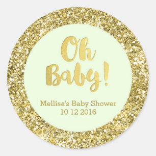Sticker Gold Mint Baby shower Oh Baby Favor