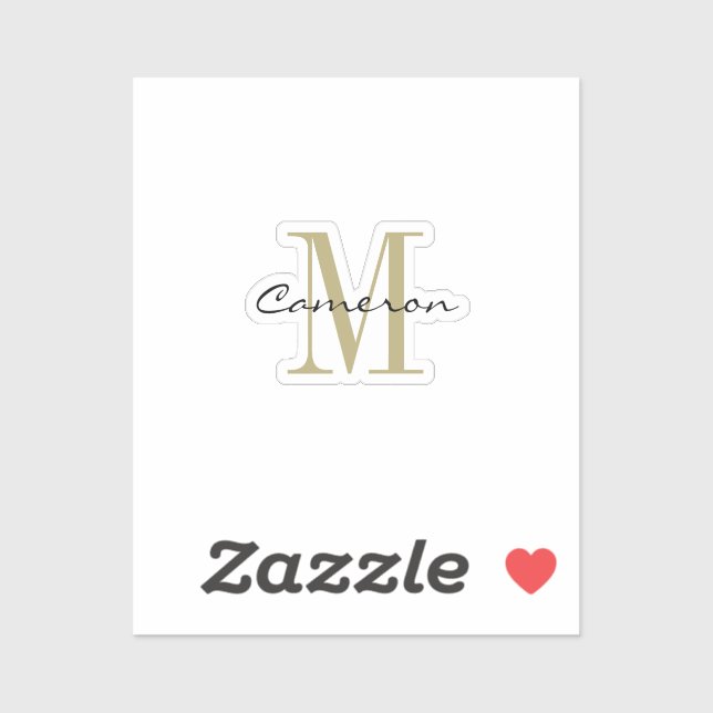 Sticker Gold Monogram Initial and Name Personalized (Feuille)