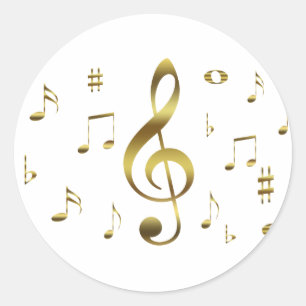 Sticker Gold Musical Notes