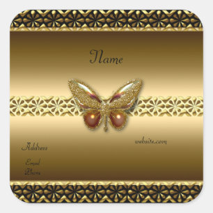 Sticker Gold On Gold Butterfly Carré 2