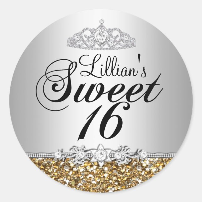 Sticker Gold Parties scintillant & Diamond Tiara S (Devant)