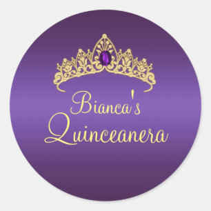 Sticker Gold & Purple Gem Tiara Quinceanera