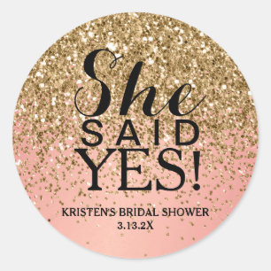 Sticker - Gold Rose Gold Glitter She Said Yes