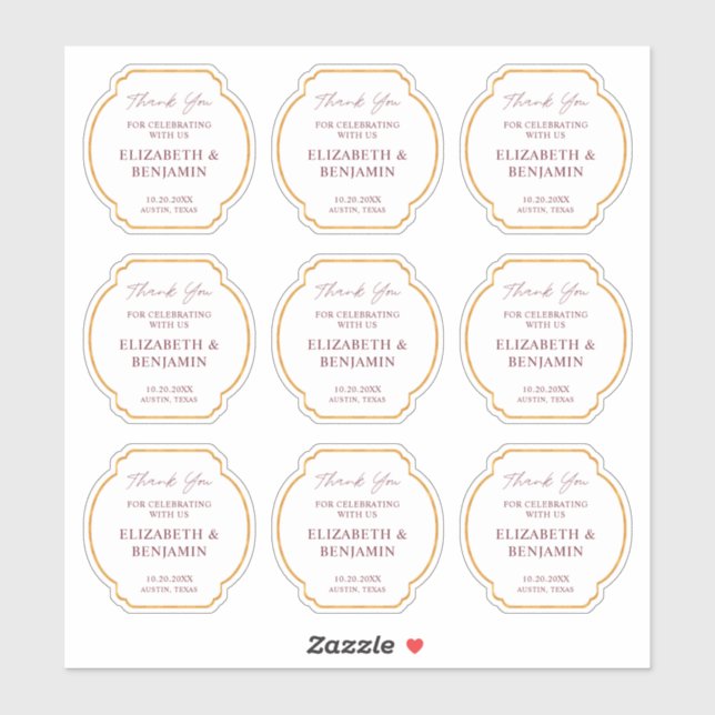 Sticker Gold Rustic Boho Chic Wildflower Wedding Thank You (Feuille)