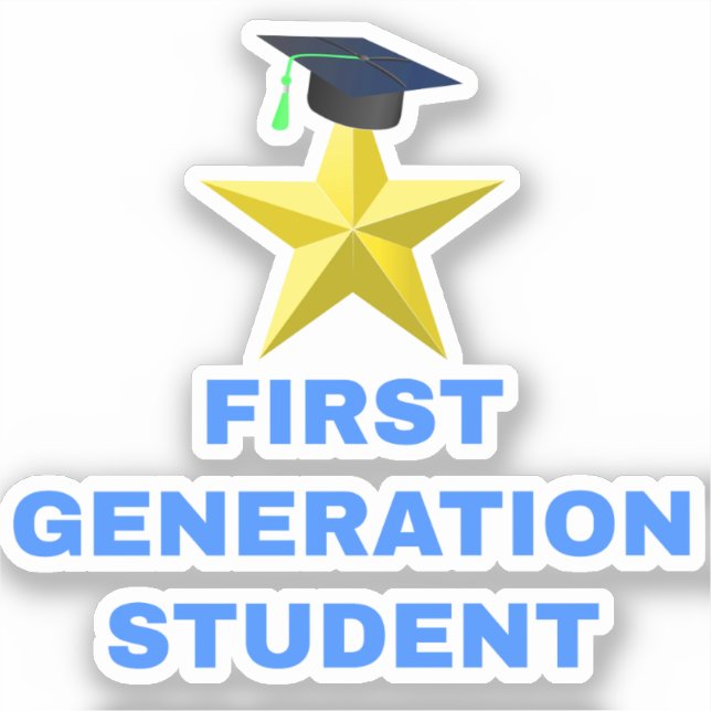 Sticker Gold Star Graduation Cap, étudiant de première gén (Recto)