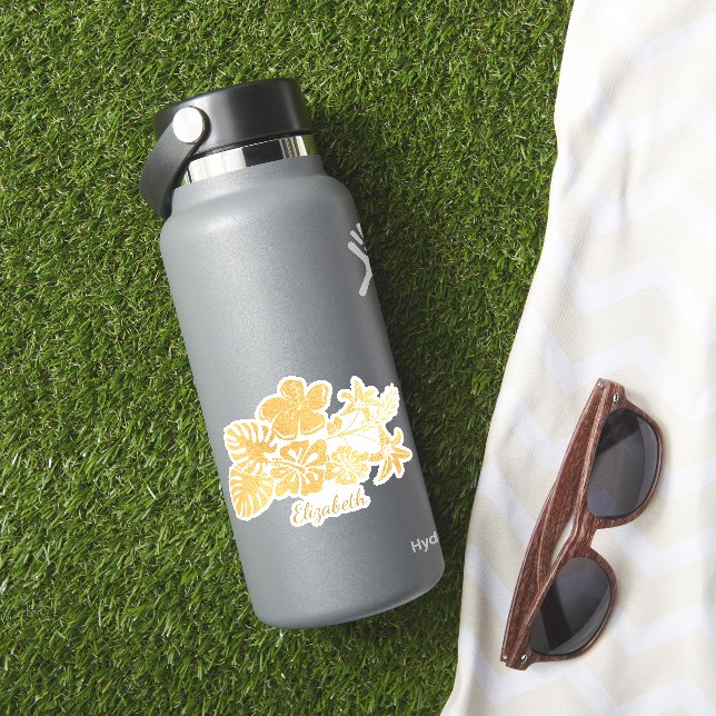 Sticker Gold Tropical Floral Feuilles personnalisés (HydroFlask Insitu)