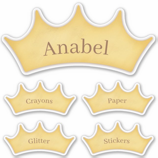 Sticker Golden Crown Fairytale Thème Personnalisé Étiquett (Devant)