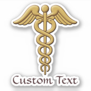 Sticker Golden Double Snake Caduceus