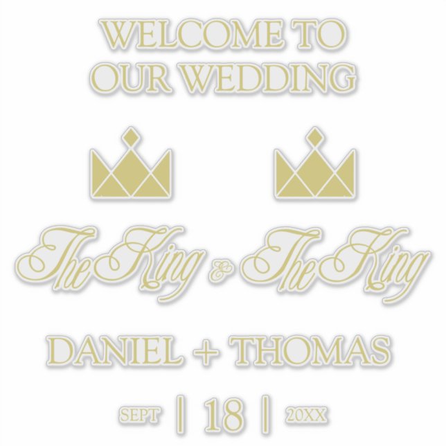 Sticker Golden King Crowns for Gay Wedding (Devant)