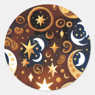 Sticker - Golden Ochre Celestial Moon Mystic Lunar