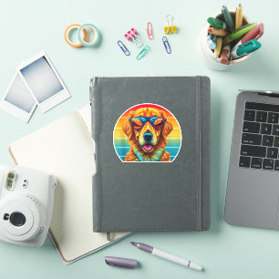 Sticker Golden Retriever pour enfants garçons filles lunet