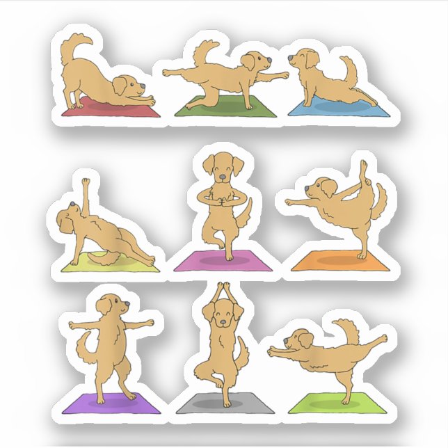 Sticker Golden Retriever Yoga T-Shirt Drôle Chiens En Yoga (Devant)