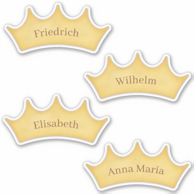 Sticker Golden Royal Crown School & Home Nom personnalisé (Devant)