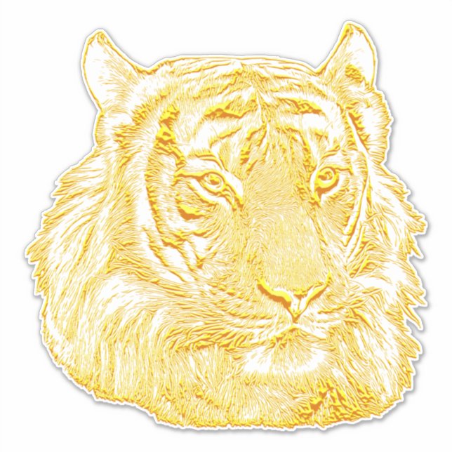 Sticker Golden Tiger Face jungle safari animal nature art (Devant)