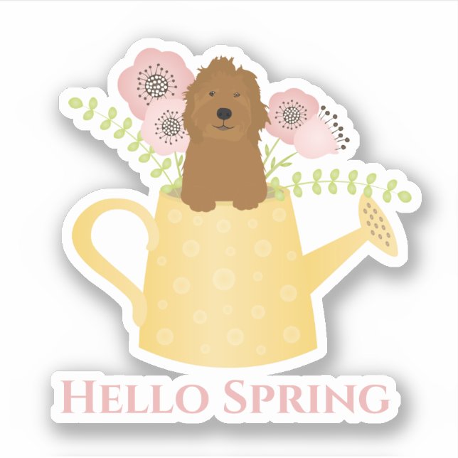 Sticker Goldendoodle Dans La Poubelle D'Arrosage (Devant)
