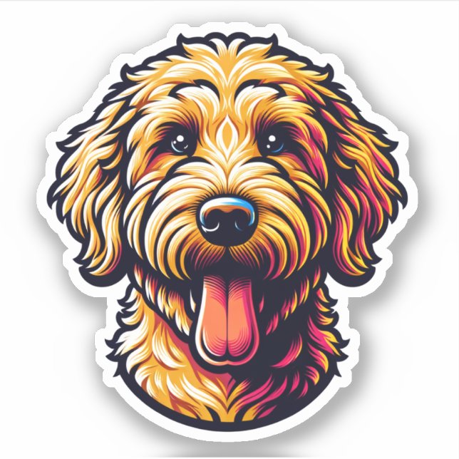 Sticker Goldendoodle Vinyl Dog (Devant)