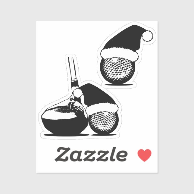 Sticker Golf Ball et Golf Club Noël (Feuille)