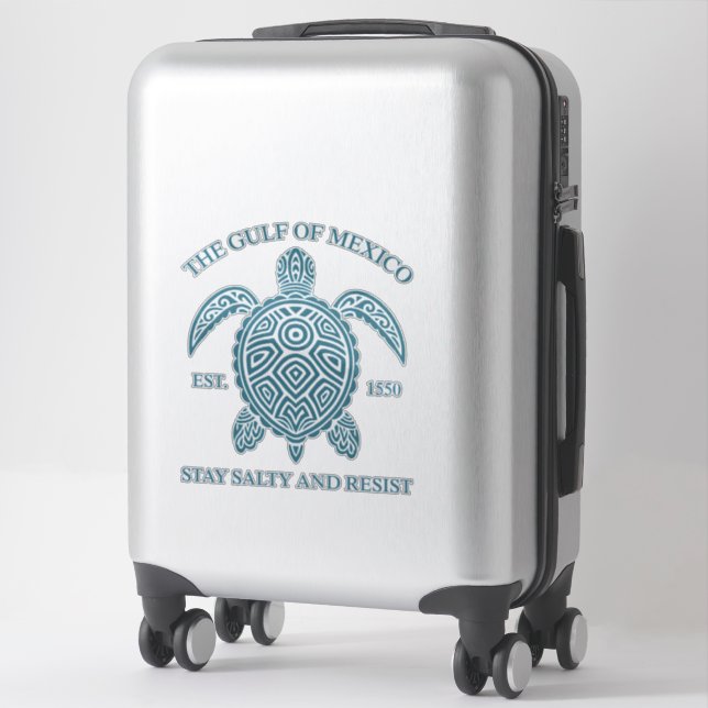 Sticker Golfe Du Mexique ESTD 1550 Séjournez Salé Et Résis (Sur valise)