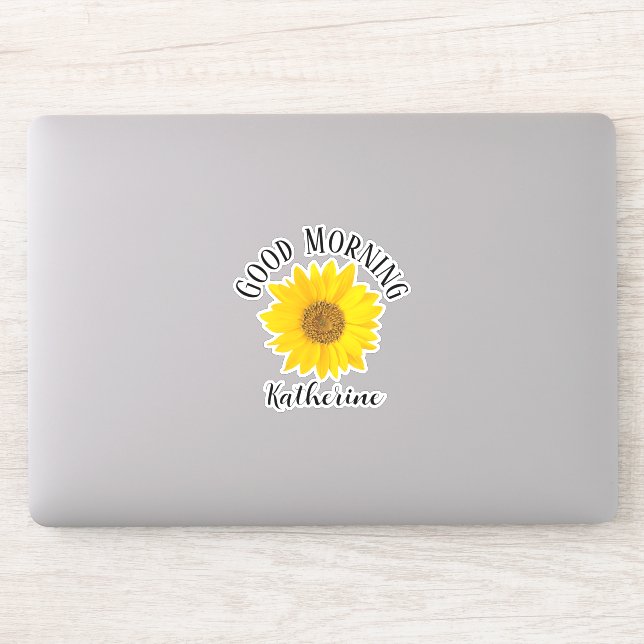 Sticker Good Morning Sunflower Nom personnalisé (Ordinateur)