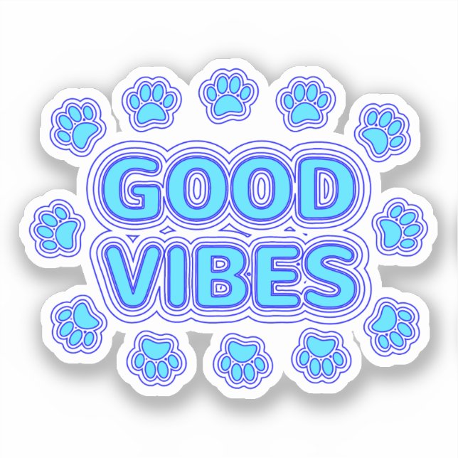 Sticker Good Vibes Empreintes de pattes de chiens caricatu (Recto)