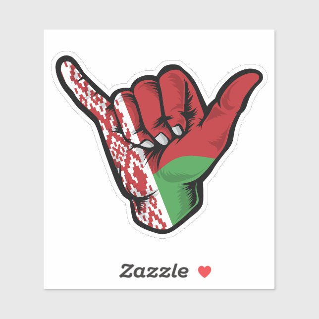Sticker Good Vibes Shaka Hand Belarus Drapeau (Feuille)