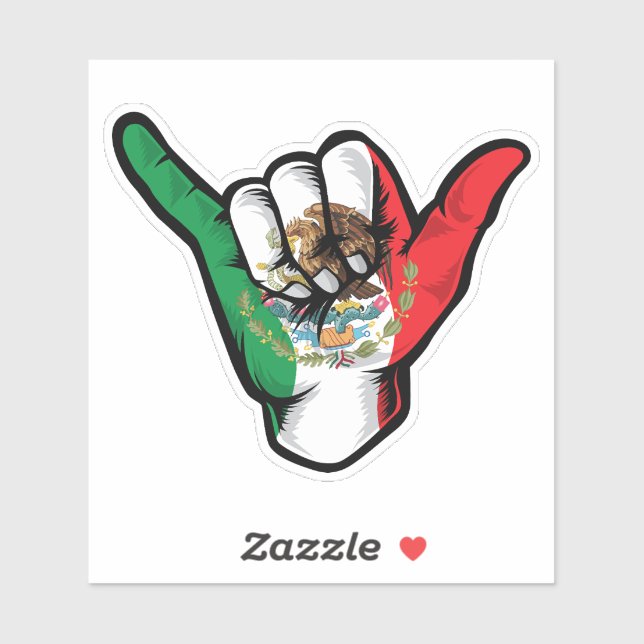 Sticker Good Vibes Shaka Hand Mexico Flag (Feuille)