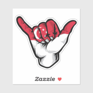 Sticker Good Vibes Shaka Hand Singapore Flag