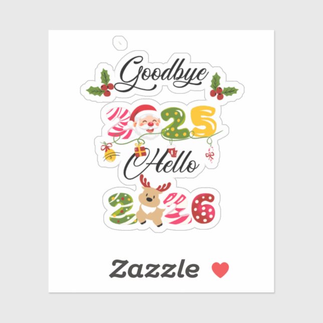 Sticker Goodbye 2025 Hello 2026 New Year Design (Feuille)