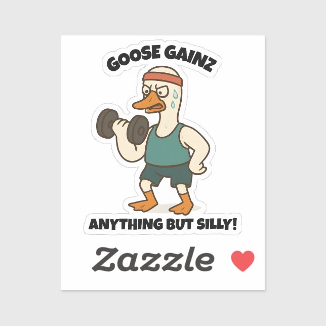 Sticker Goose Gainz – Funny Goose Gym Workout Design (Feuille)