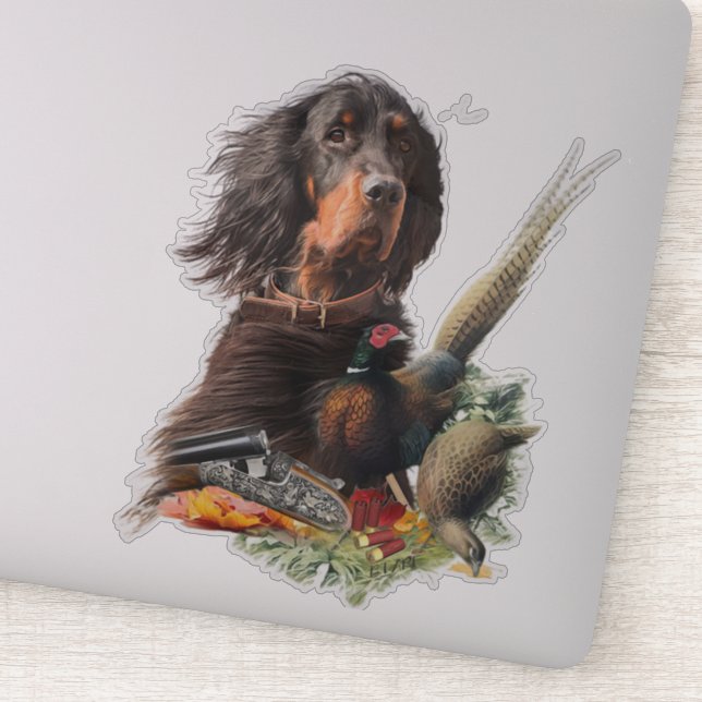 Sticker Gordon setter avec faisans, Art (Détail)