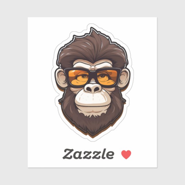 Sticker Gorilla portant des lunettes de soleil clip art (Feuille)