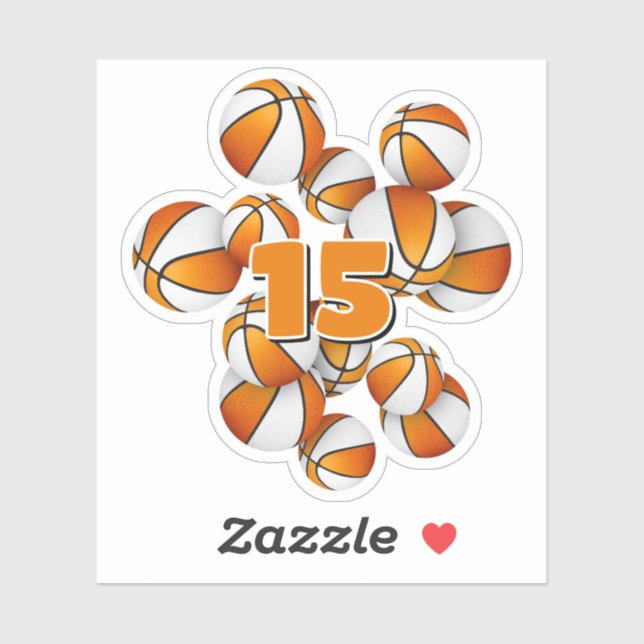 Sticker gosse jersey numéro orange blanc basketball (Feuille)